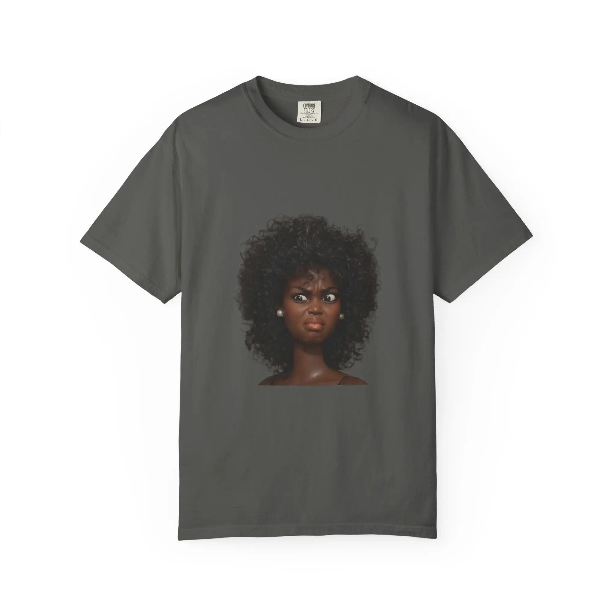 Disgusted Afro Black  woman T-Shirt | Portrait Illustration Tee