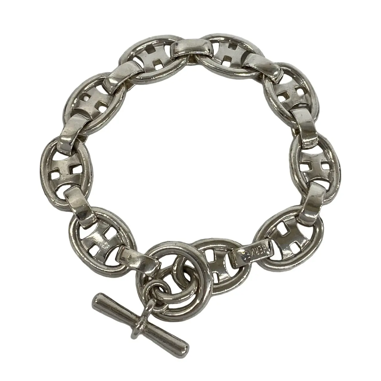Pre-owned HERMÈS Sterling Silver 925 (Ag925) Small Leather Goods Hermes Silver Bracelet