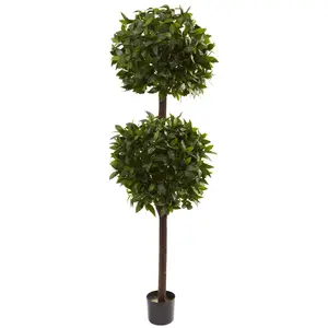 6ft Synthetic Sweet Bay Double Ball Topiary, Home Decoration for Entryway, Ideal Gift for Home Supplies Enthusiasts