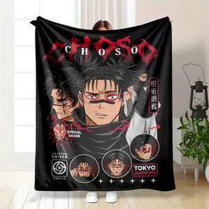 Choso Flannel Blanket Anime Character Graphic Print Super Soft Lightweight Breathable Fuzzy Throw Perfect For Bedroom Bedding Living Room Couch Sofa Decor Birthday Holiday Gift