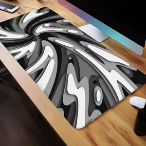 Abstract Pattern Design Mouse Pad, Rectangle Gaming Mouse Pad, Non-Slip Rubber Base Stitched Edge Desk Pad for Home Office Game Room