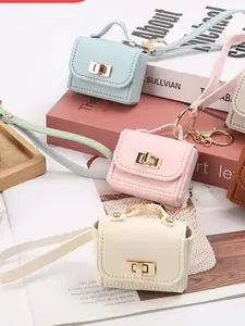 Fashion High-End Leather Keychain Bag Mini Purse Creative Personalized Earphone Small Bag Mouth Bag