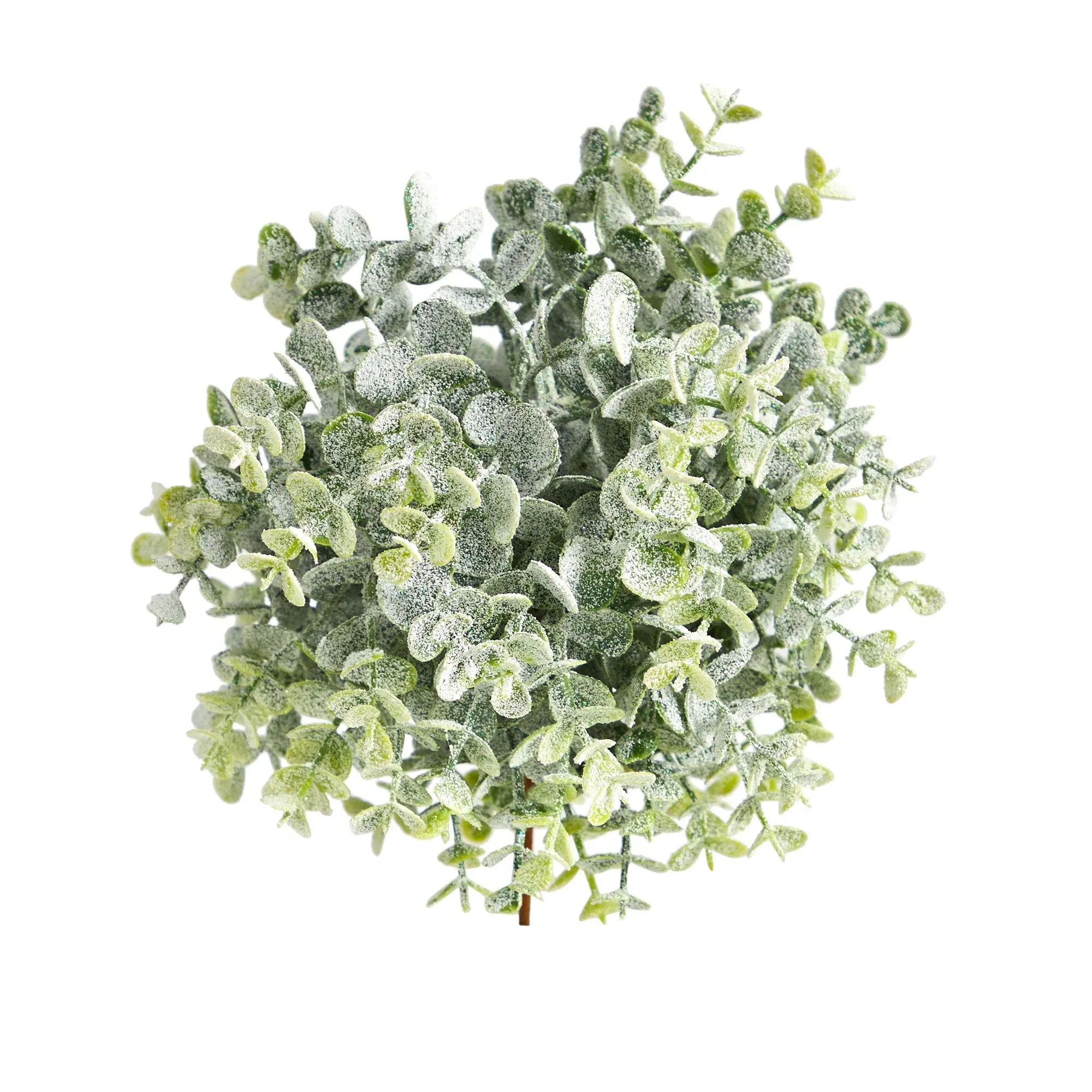8-in Eucalyptus Artificial Flowers, Frosted Variegated Flocked Synthetic Plant Ornaments (Set of 3), Lifelike Home Decor Accents, 8 Inches