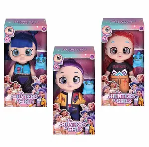 Cute Hunters Girl Fashion Doll, 5D Glitter Eyes Music Light Up Toy, Soft Vinyl Collectible Doll, Perfect Birthday Gift for Girls Kids