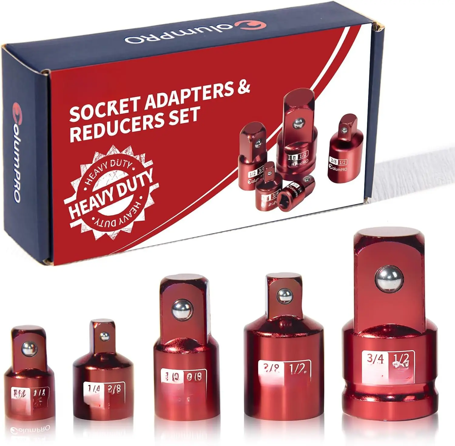 5 count Impact Socket Adapter Set,Socket Converter&Reducer,1/2 to 3/4,1/2 to 3/8,3/8 to 1/2,3/8 to 1/4,1/4 to 3/8