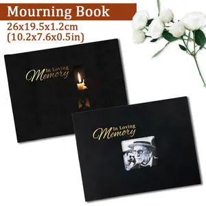 In Loving Memory Guest Book Set – 1PC Black Hardcover Memorial Book with Pen, Funeral Mourning Gift, Cat Dog Pet Memorial Photo Album, Day of the Dead DIY Home Decor & Ceremony Keepsake