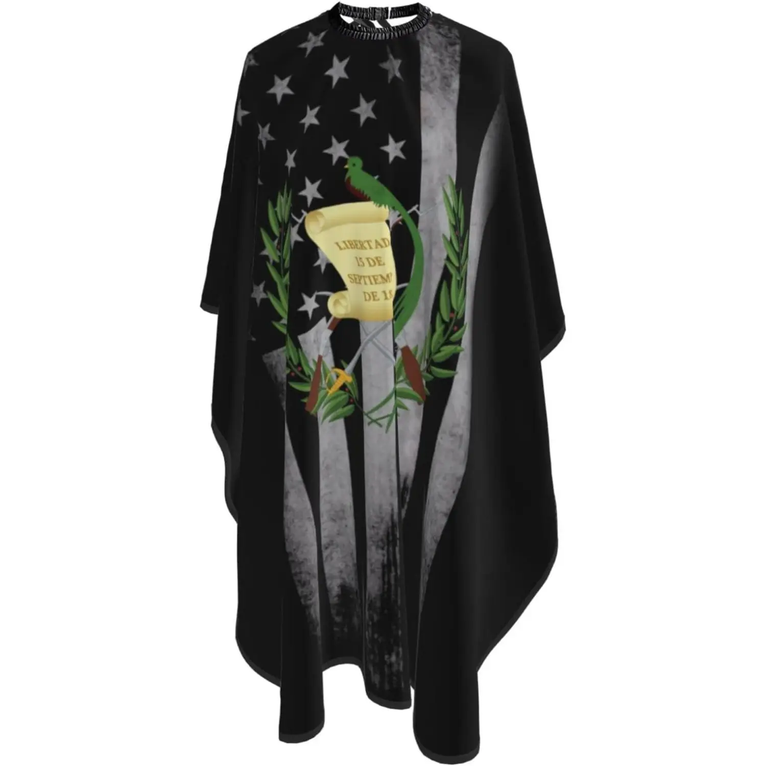 Professional Waterproof Hairdressing Cape - Guatemala-US Coat Of Arms & USA Flag Design, Lightweight Durable Hair Dye Cutting Apron with Adjustable Snap Closure, 55''X66'' for Hair Stylists & Home Use