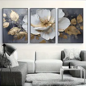 3 pieces of modern Minimalist Artistic abstract canvas art set for wall decoration, suitable for living room, bedroom, office, and dormitory decoration 2D flat printing frameless paintings Flower