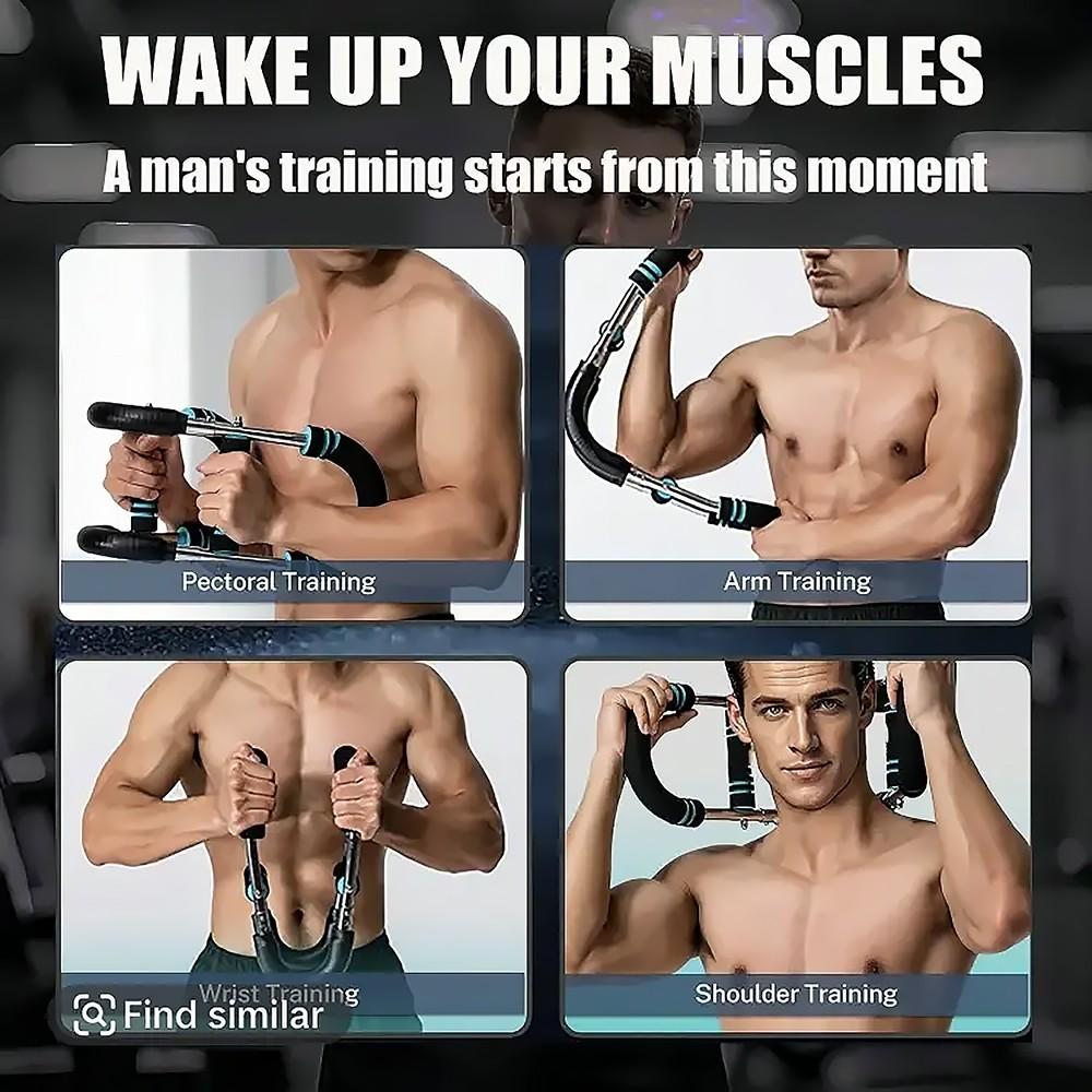 Chest Shoulder Forearm Exerciser, Home & Gym Dual-Use Upper Body Muscle Training Device, 60-100lb Adjustable Power Twister Bar, Portable Detachable Fitness Machine