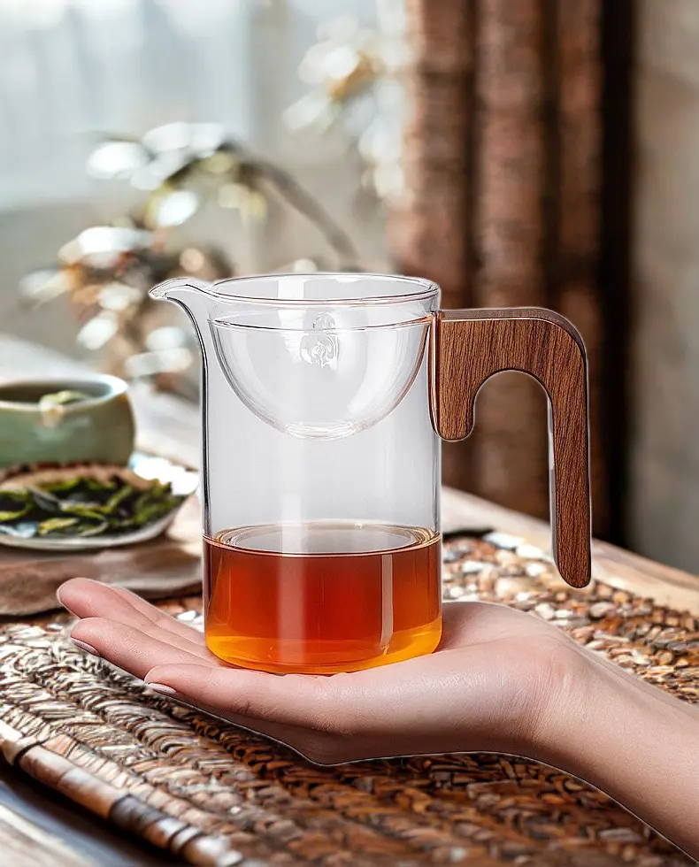 GongDao Premium Small Green Orange Tea Strainer - Heat-Resistant Glass, Removable Infuser, Detachable Filter for Perfect Brewing