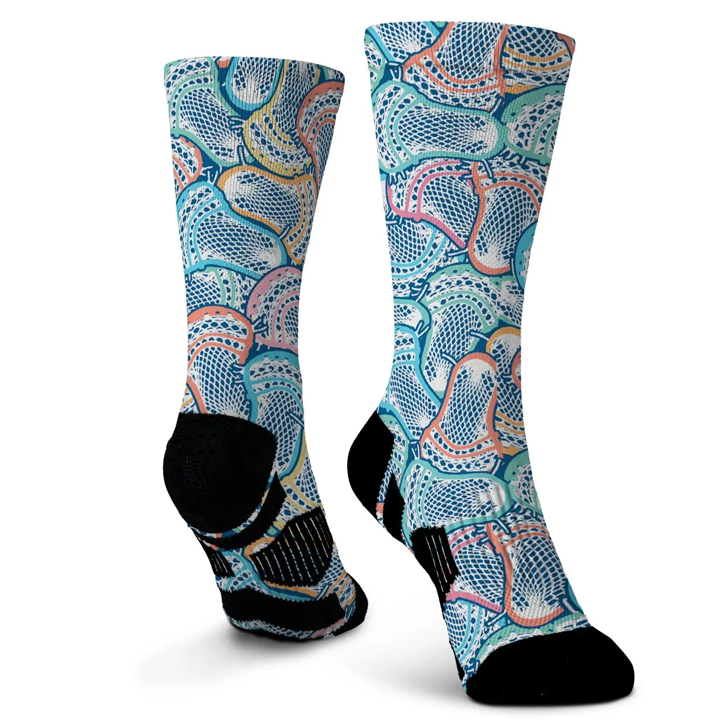 Men's Velocity Lacrosse Graphic Crew Socks, Moisture-Wicking Fabric with Supportive Arch & Ventilation Zones, Menswear