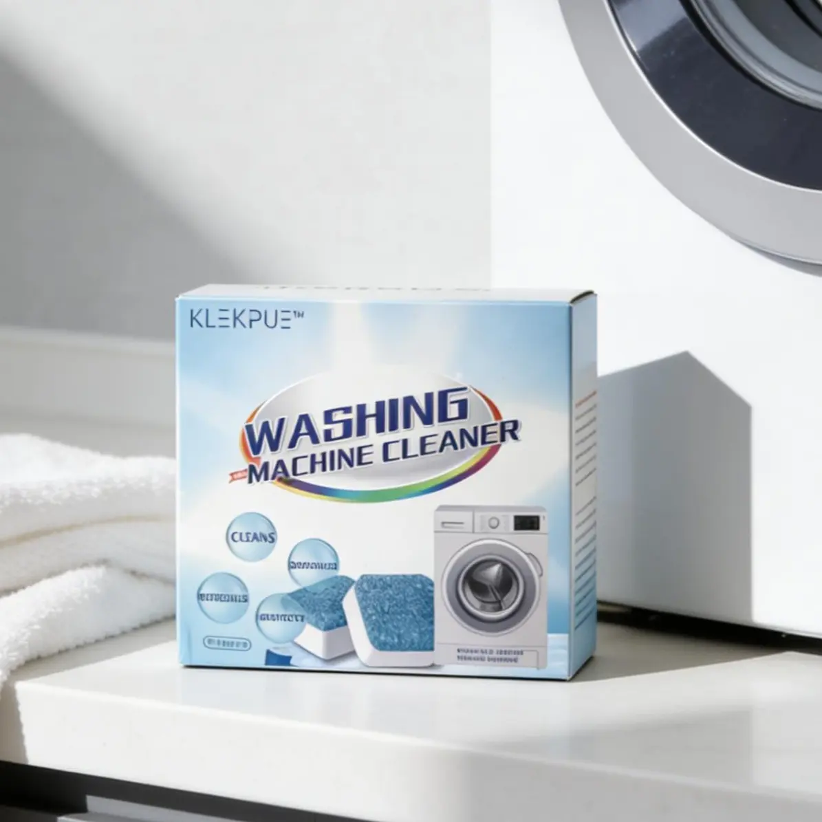 12-Pack Citrus Enzyme-Based Solid Household Washing Machine Cleaner Tablets (1 Box, 24-Month Shelf Life) - Deep-Clean Formula for Front/Top Load Washers, Fast Odor Control, Easy Application