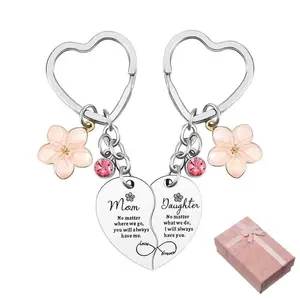 Matching Heart Keychains for Family Made of Stainless Steel Ideal for Holding Keys,Keyring Keychain Set Gifts For Mom Mothers Day Gifts from Daughter