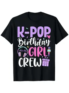 K-Pop Birthday Team Korean Pop Celebration T-Shirt, Comfortable Men'S Fit, Crew Neck Style, Super Soft, Breathable, Moisture-Wicking, Casual Summer Shirt, Essential Trendy Tee