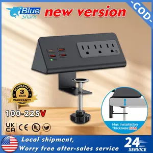 Clamp power strip USB power socket Clamp Power Strip with PD 20W USB C, Haiaoyyds Nightstand Power Strip with 3 Outlets, 4 USB Ports, Desk Surge Protector Connect 6.56FT Flat Plug, Desk Power Supply for Office, Home