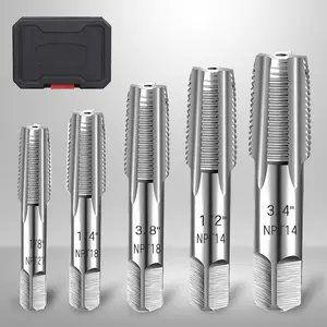 5-Piece NPT Pipe Tap Set,Sizes Includes 1/8", 1/4", 3/8", 1/2" and 3/4"，Pipe Taps Set with Storage Box,for Cleaning,Re-thread Damaged,Jam Pipe Threads,thread tap