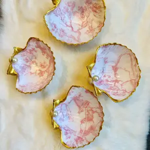 Scallop Seashell ring dish, pink Jewelry Tray, Beach themed gift, Wedding, Mother's day, Gift
