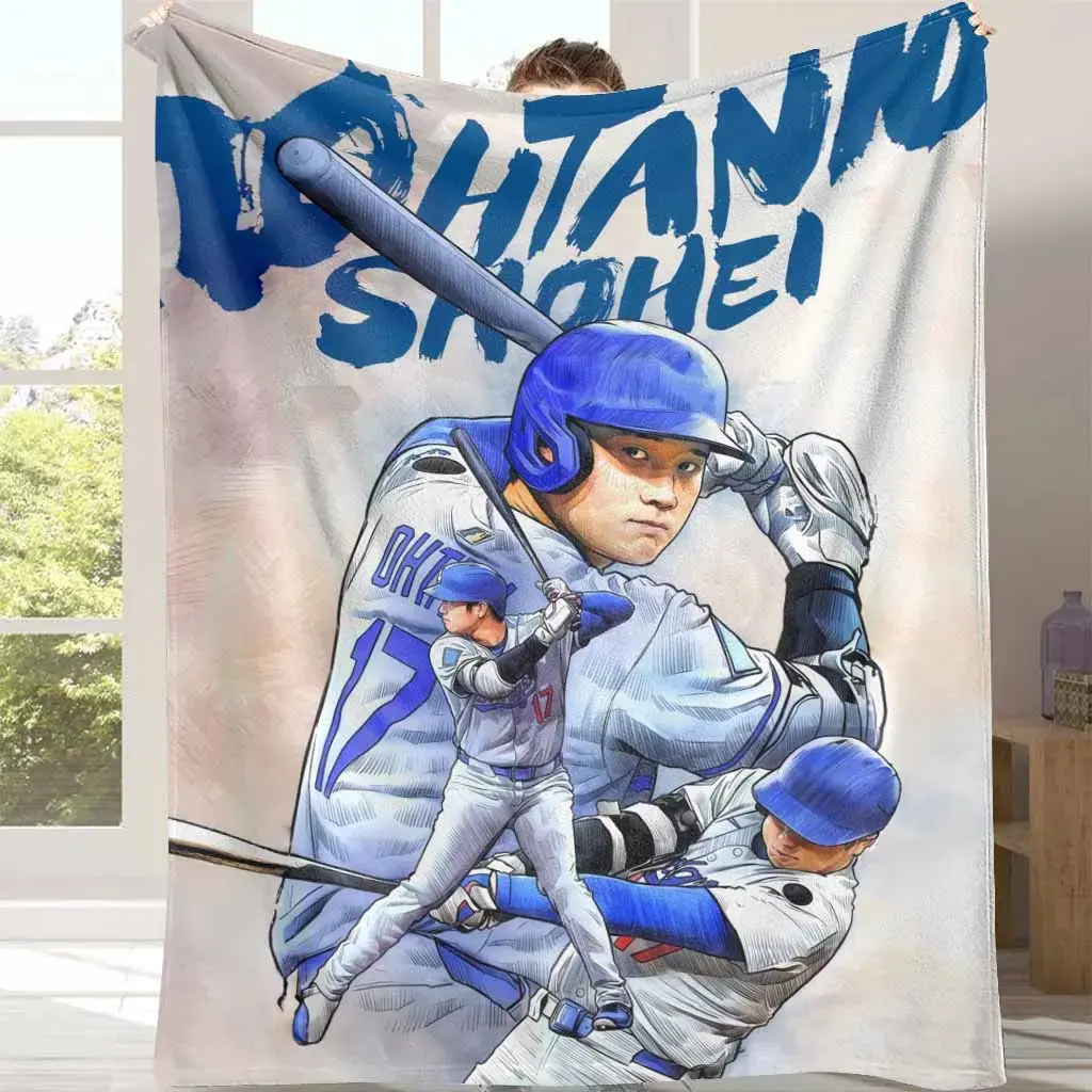 Baseball sports athlete graffiti art flannel throw blanket, soft, lightweight, warm sports-style decorative blanket, for household sofa and bedding use, ideal travel birthday gift & collectible decor for sports fans