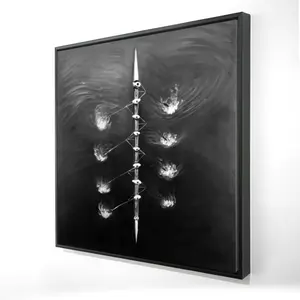 360 Stand 24x24 in. Framed Rowing Boat Race Artwork - Artistic White Sports Hanging Decoration, Home Decor for Living Room, Boating-Themed Wall Arts, Marine Wall Arts, Hangable