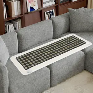 CNCEST Jade Heating Pad with Far Infrared Technology 59x19.7 Inch Large Electric Heat Mat for Back Pain Relief Adjustable Temperature 68-158°F with Storage Bag White