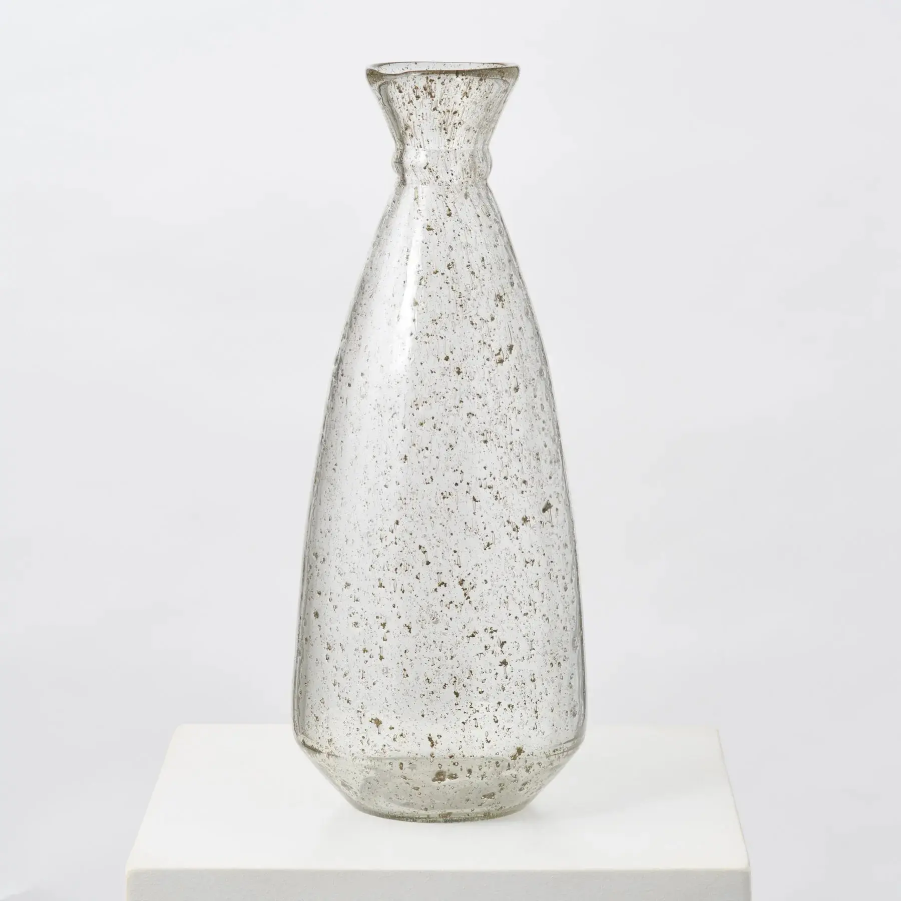 Clear Bubble Textured Recycled Glass Floor Vase