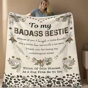 Flannel high-definition printed blanket, gift for sisters, gift for best friends, gift for best friends, present, decoration, suitable for sofa,bed,,comfortable, Flannel blanket, small throw blanket, nap mat, air conditioning blanket birthday celebration