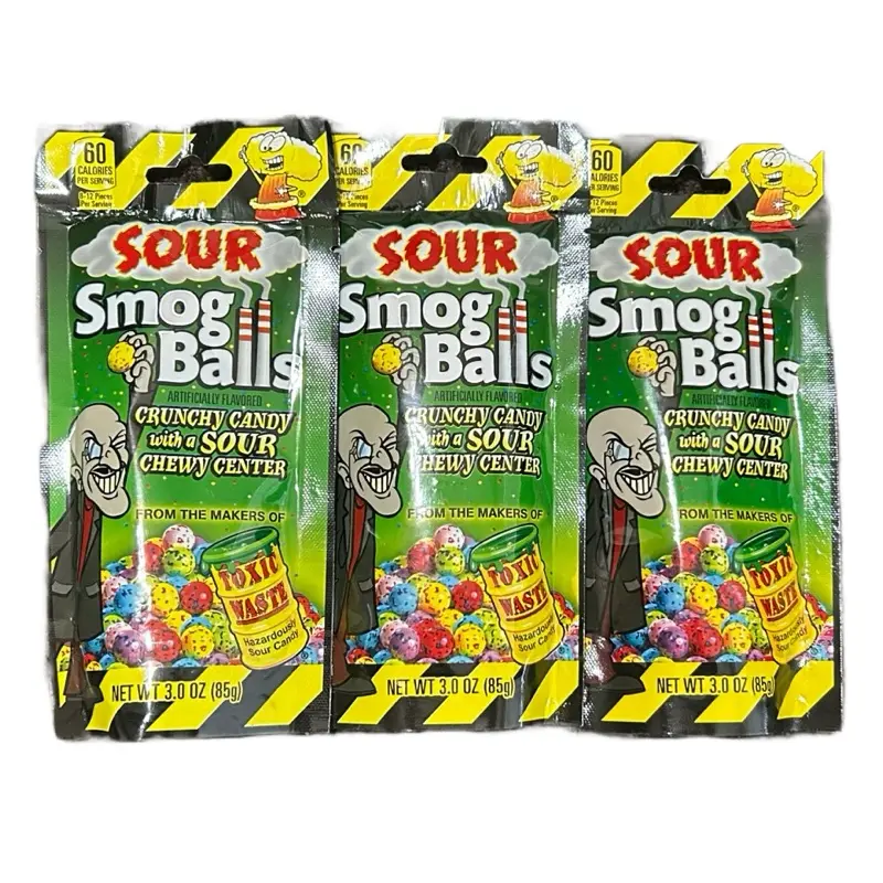 3-Pack Toxic Waste Sour Smog Balls Crunchy Candy Sweet Snack Chewy outdoorfun 3-Pack Toxic Waste Sour Smog Balls Crunchy Candy Sweet Snack Chewy outdoorfun