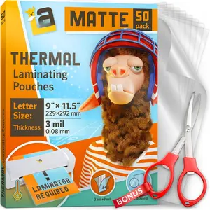 Matte Thermal minating Pouches, 9 x 11.5 Inches, 3 Mil Thick, Matte Finish, 50 Pack, Fitted for Letter Size minating Sheets 8.5 x 11