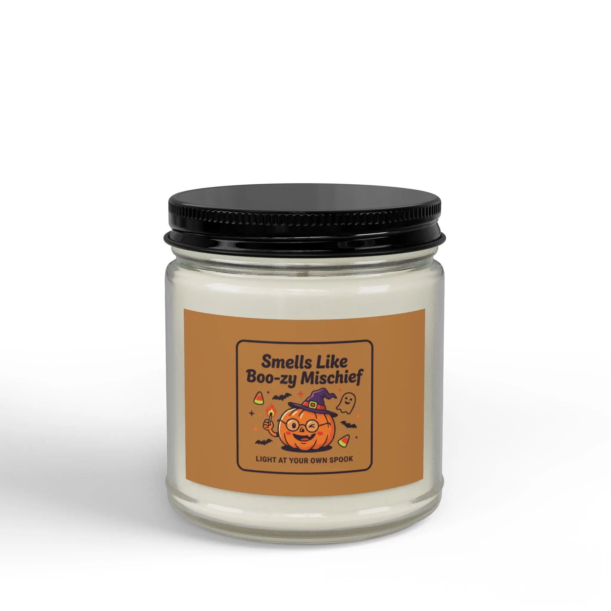 Smells Like Boo-zy Mischief Pumpkin Design Candle | Scented Soy Candle