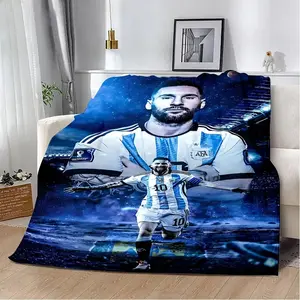 Leo Messi Blanket NO.10 Football Blanket Football Fans Gifts  Soft Flannel Blanket Suitable For Sofa Beds Living Rooms Beloved By Both Adults And Children Birthday Gifts Holiday Party Home Decor