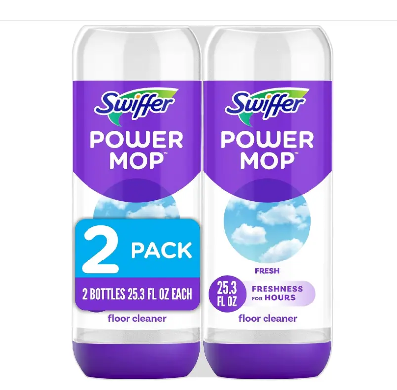 Swiffer PowerMop Floor Cleaning Solution with Fresh Scent, PowerMop Refills, Floor Cleaner for Mopping, 25.3 fl oz, 2 Pack