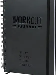 Hardcover Fitness Journal Workout Planner for Men & Women - A5(5.7" x 8.3") Sturdy Workout Log Book to Track Gym & Home Workouts