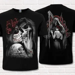 Muerte kisses Death T-Shirt. Holy Death. Santa Muerte. Mexican style Grim Reaper