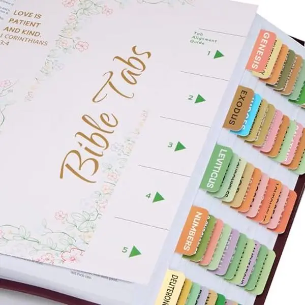 Bible Tabs with Delicate Cover, 75 Tabs with Chapter Titles and Summaries, Christian-Themed Stickers,Waterproof Laminated Bible Tabs,Bible Index Tabs,Bible Study Supplies