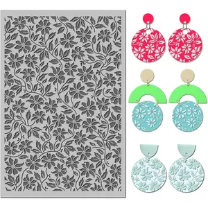 Flowers Polymer Clay Texture Mat - Flowers Leaves Texture Sheet for Polymer Clay Jewelry Making, Earring Charms, DIY Craft Supplies