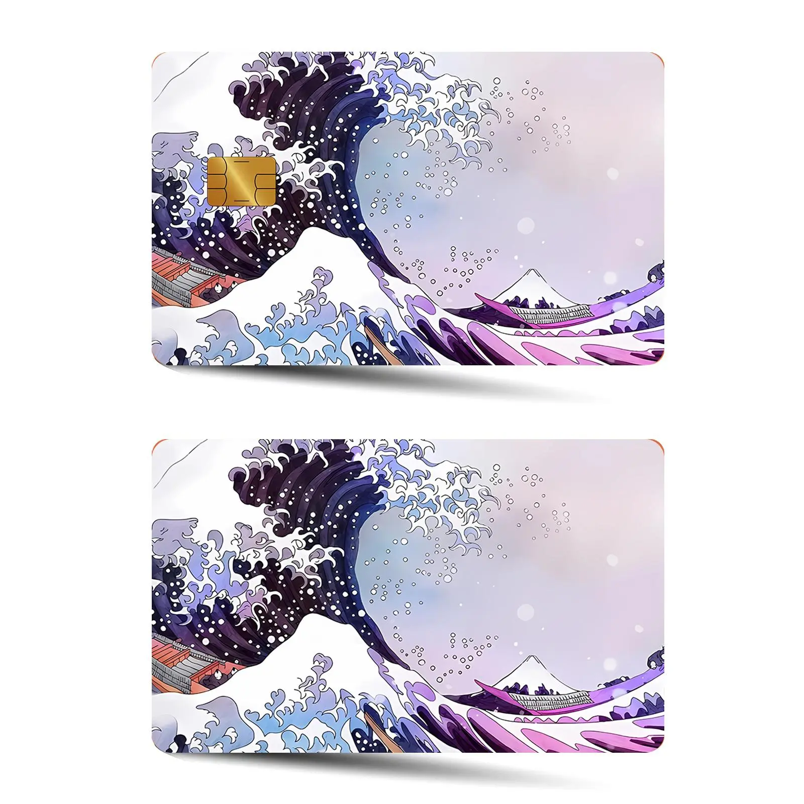 Creative Wave Pattern Credit Card Skin Sticker, 2 Counts/set Ultra-thin Waterproof Scratch Resistant Card Sticker, Personalized Bank Card Decorative Sticker, Art Stickers, Aesthetic Stickers, Adhesive Decals