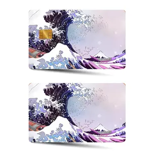 Creative Wave Pattern Credit Card Skin Sticker, 2 Counts/set Ultra-thin Waterproof Scratch Resistant Card Sticker, Personalized Bank Card Decorative Sticker, Art Stickers