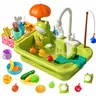 CUTE STONE Play Sink with Running Water, Pretend Play Kitchen Sink with Upgraded Electric Faucet, Realistic kitchen play set learning cookingset Plastic Toy Outdoorfun