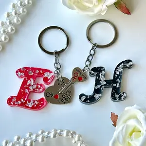 Initial Heart Keychain Set,Personalized Couple Boyfriend Girlfriend Gift,Handmade Matching Keychains Gift For Her,For Him, Wife Husband Gift