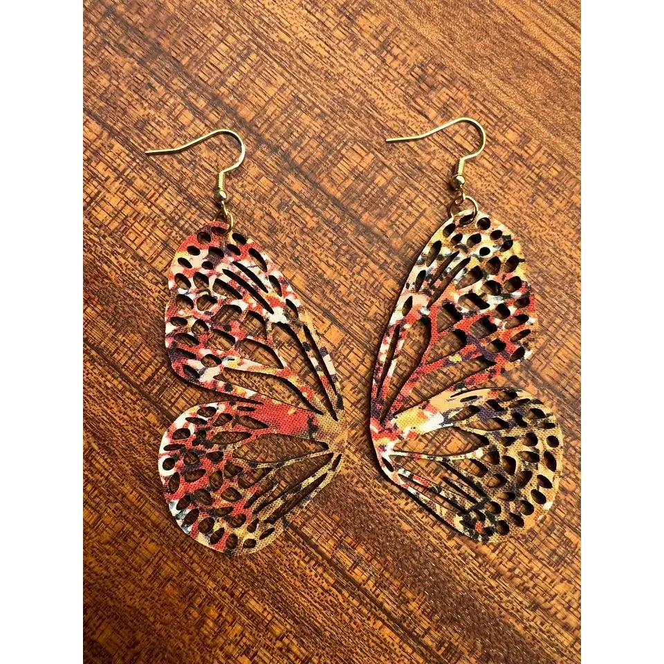 Upcycled Fall Butterfly Earrings