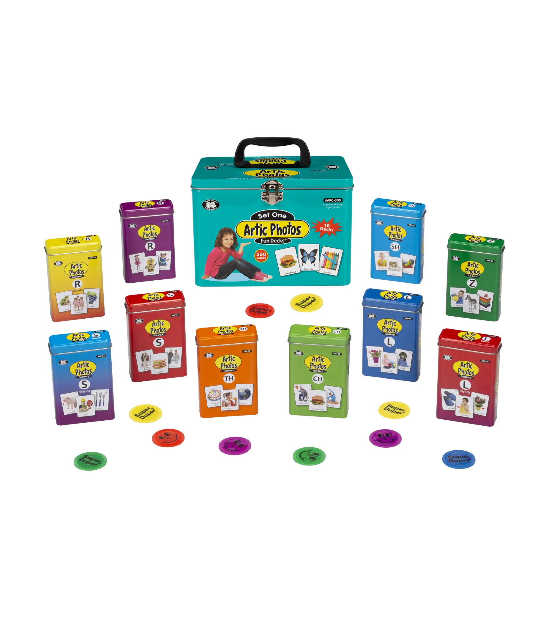 Artic Photos Fun Decks Bundle 1 Speech Therapy Cards Real Life Photo Articulation Set 10 Decks 560 Cards S R L Sounds Initial Medial Final Positions SLP Classroom Language Learning Game Set with Travel Case