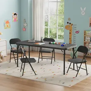 Gaomon 5-Piece Folding Children's Table and Chairs Set - Metal-Frame Folding Table, Rounded Edges, Multi-Use Activity Furniture for Study, Games, Dining Room