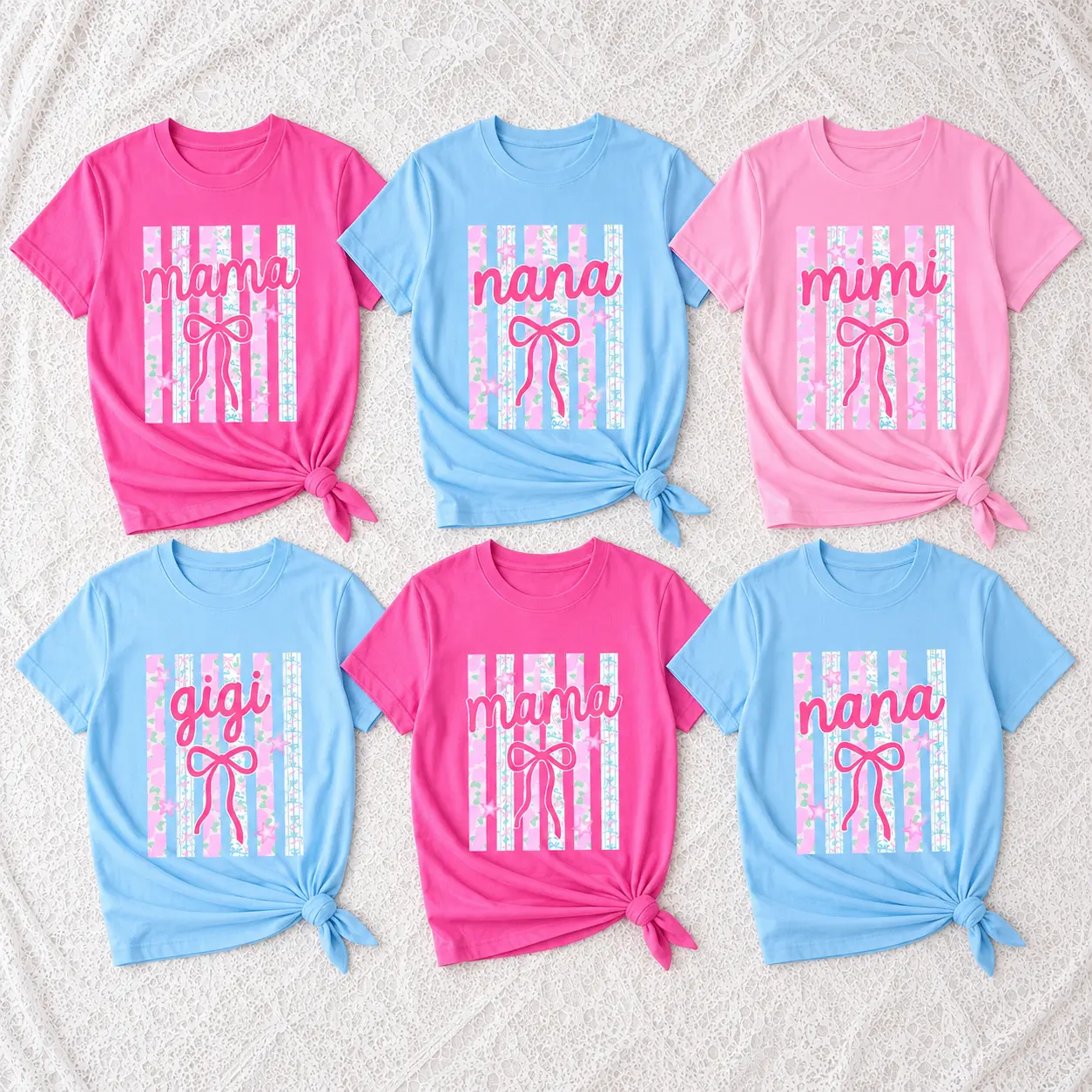 Comfort Colors Personalized Mama Nana Mimi Gigi Shirt, Coquette Bow Grandma T-Shirt, Pink Preppy Name Tee, Cute Mother’s Day Gift for Mom Nana Mimi Gigi, Custom Family Shirt – DPCLICK