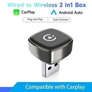 Wired to Wireless CarPlay & Android Auto Adapter, Mini USB-C Plug & Play Car Screen Mirroring Dongle, Universal for iPhone & Android