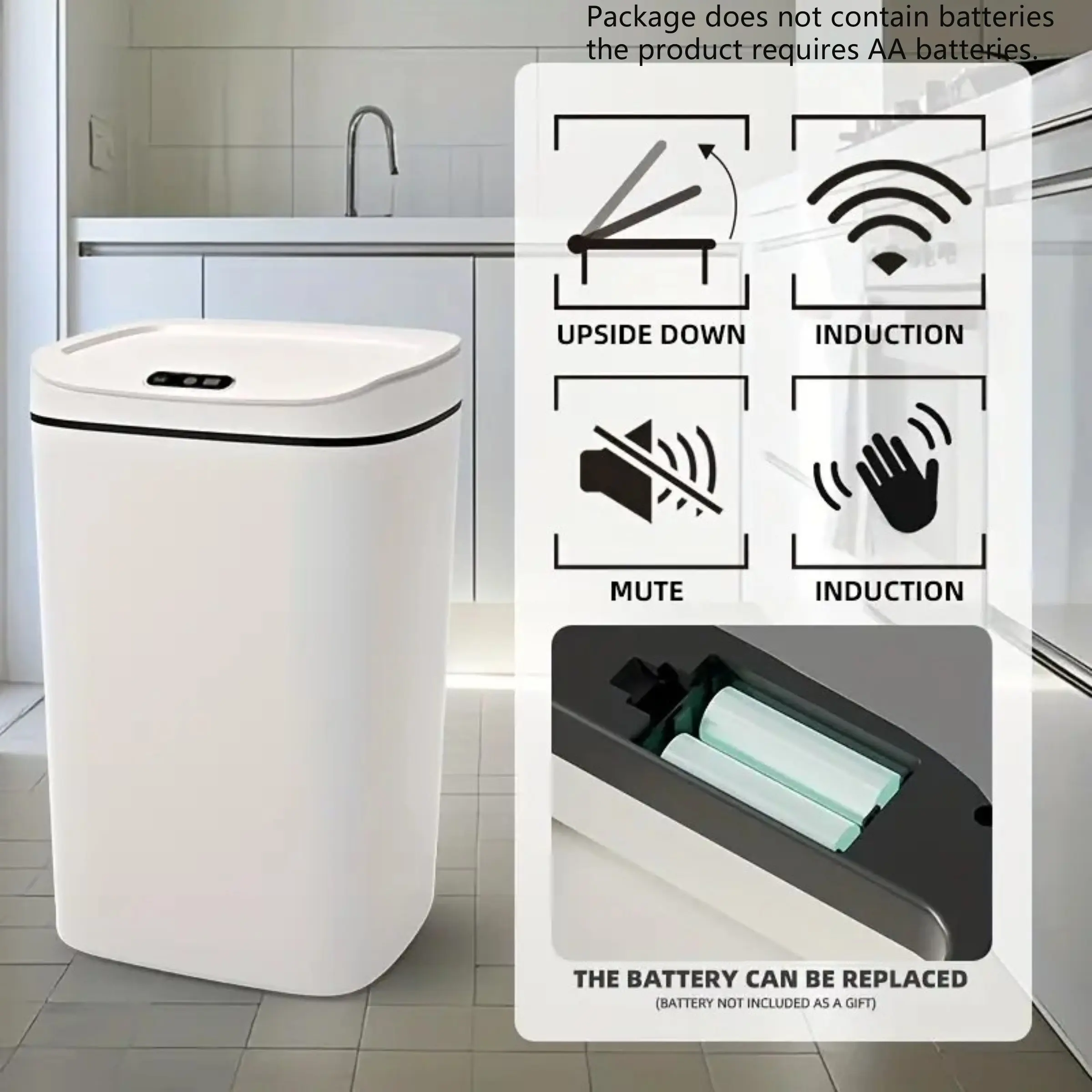Smart Trash Can, Smart Trash Bin, Touchless Trash Bin, Gesture Open, Sealed Odor Proof, Fresh Air, Stylish Design, Durable, Easy to Clean, Home and Office Use