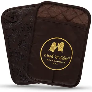 Cook'n'Chic - Premium Pot Holders - 500°F Heat Resistant - Non Slip Textured Silicone Grip - Set of 2