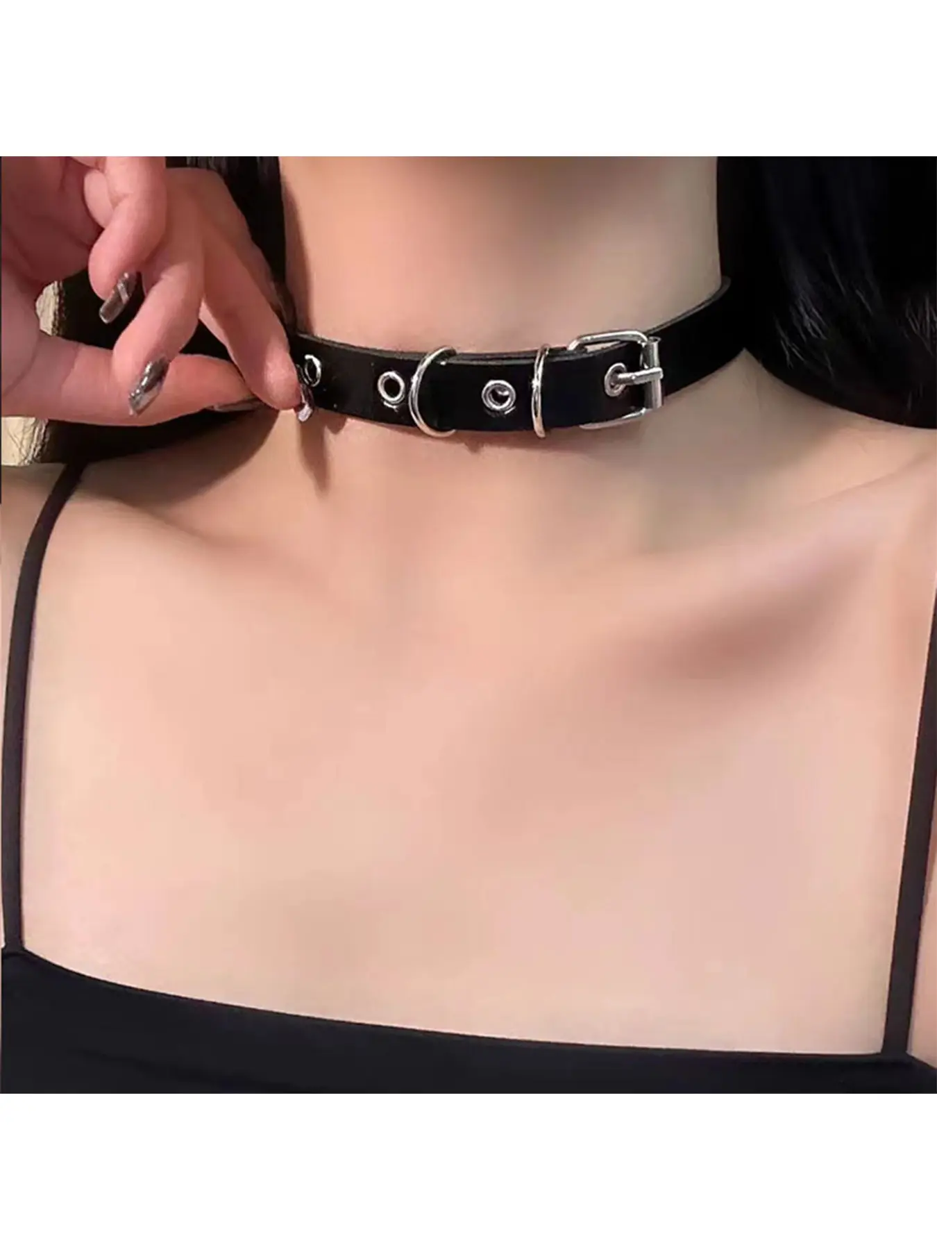 Punk Rock Style Leather Choker Necklace for Women, Unique Party Accessory with Cool Fashion Statement, Statement Jewelry for Bold Looks, Faux Leather Choker, Trendy Jewelry