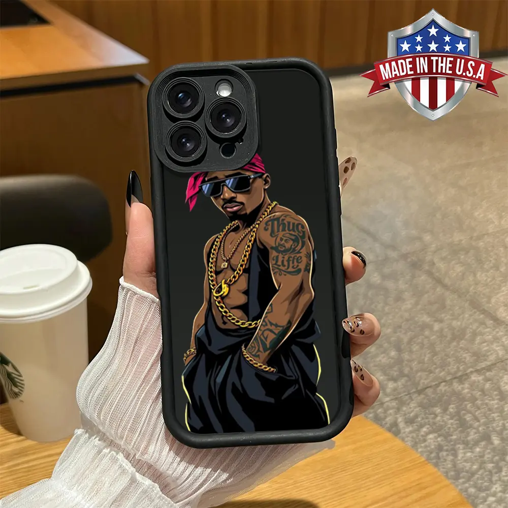 Trendy 2Pac Tupac Shakur Thug Life Aesthetic Design Phone Case for iPhone Samsung 17 16 15 14 Pro Max 13 12 11 XR XS Plus Air Galaxy S26 S25 S24 S23 S22 Ultra Plus FE Shockproof Anti Drop Anti Scratch Durable Impact Resistant Soft TPU Cover gift for boy g