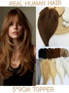 5x9cm Human Hair Topper, Natural Look Extension, Easy to Use, Perfect for Daily Wear, Enhance Your Hairstyle Effortlessly
