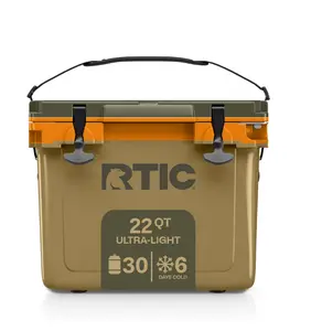 RTIC Ultra-Light 22QT Hard Cooler Insulated Portable, Ice Chest Box for Drink, Beverage, Beach, Camping, Picnic, Fishing, Boat, Barbecue, 30% Lighter Charcoal Rotomolded Coolers, Lunch Box, Summer Fish Coolers